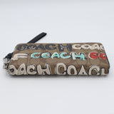 COACH コーチ 長財布 ミント サーフ ロゴプリント ロング ジップ アラウンド ウォレット シグネチャー ブラウン H20463