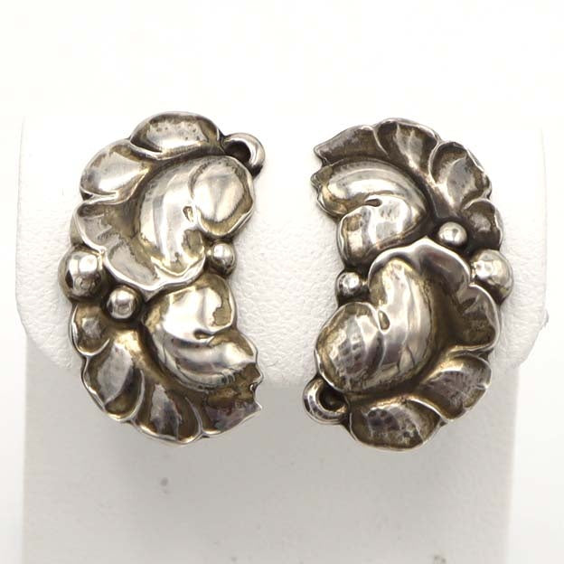 Georg Jensen ジョージジェンセン イヤリング 50A リーフ シルバー925  8.9g アクセサリー H7804