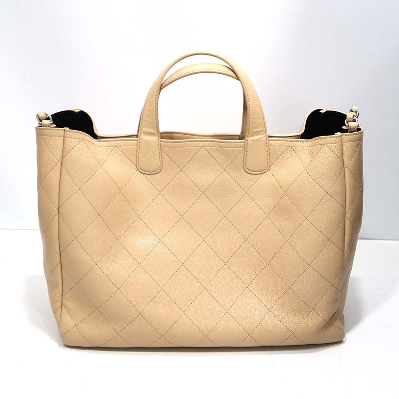 CHANEL シャネル マトラッセ 2wayバッグ ココマーク キャビアスキン ハンドバッグ ベージュ系 チェーンショルダー gen210
