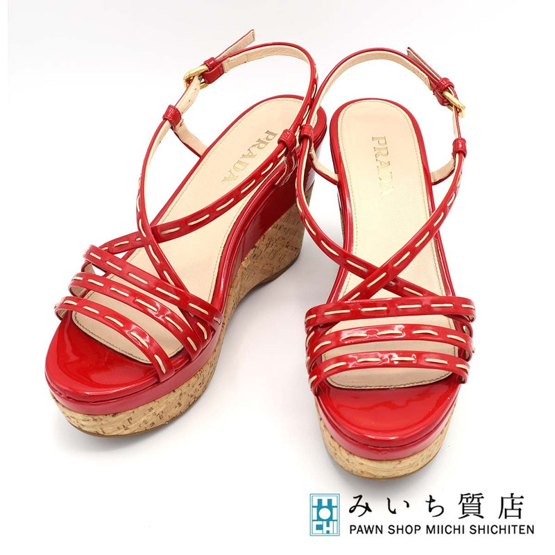 PRADA プラダ 靴 サンダル レッド 36 サイズ 23cm ウェッジソール レディース 箱有 H19451