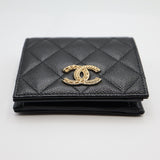 CHANEL シャネル ウォレット 二つ折り財布 ココマーク ミニ財布 キャビアスキン ブラック H22024