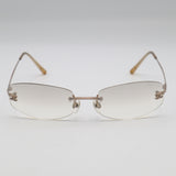 CHANEL シャネル サングラス 4002 c194/61 57□19 130 ココマーク リムレス 度なし メガネ シャンパンゴールド系 ケース 26k621-10