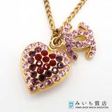 CHANEL シャネル ネックレス ココマーク ハート ピンク 赤 ラインストーン アクセサリー 02P 9.9g 箱 H22870