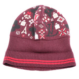 LOUIS VUITTON ルイヴィトン LV ボネ・グランフロア ニット帽 ウール91％ レーヨン9％ 帽子 ボルドー系 H.102