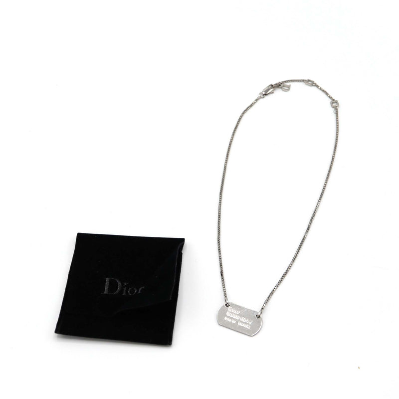 Christian Dior ディオール ネックレス プレート ドッグタグ シルバーカラー 約9.5g アクセサリー H1685