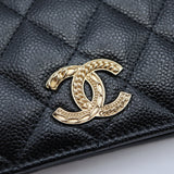 CHANEL シャネル ウォレット 二つ折り財布 ココマーク ミニ財布 キャビアスキン ブラック H22024