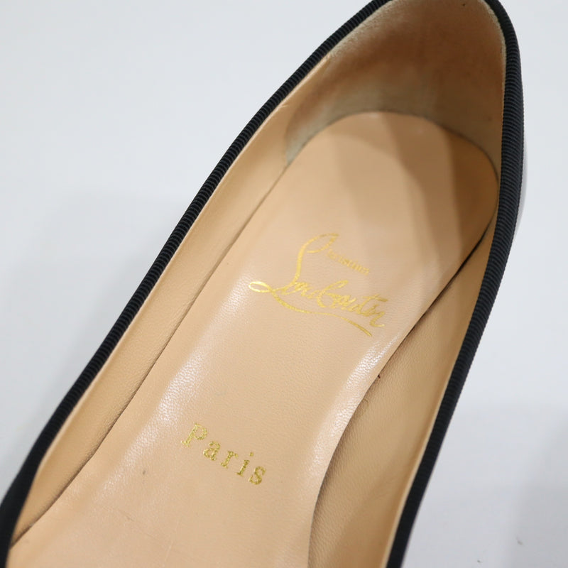Christian Louboutin クリスチャン ルブタン リボン ヒール パンプス 1110338 37サイズ ブラック レディース 箱・保管袋有 ko62
