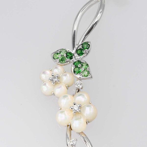 仕上げ済 TASAKI ネックレス K18WG サファイア ガーネット D0.25 シェル イチゴモチーフ54.0g 箱・鑑有 eco942