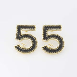 CHANEL シャネル ピアス No.5 ナンバーファイブ B23S ココマーク 黒/ゴールドカラー 箱あり 25k628-1
