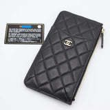CHANEL シャネル フラグメントケース キャビアスキン マトラッセ クラシックポーチ ブラック×ゴールド 31番代 ギャラあり M3734