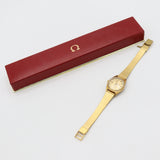 稼働 腕時計 OMEGA オメガ Geneve ジュネーブ 566.012 cal.684 デイト 自動巻き ゴールド色文字盤 ベルト尾錠社外 ケース H7259