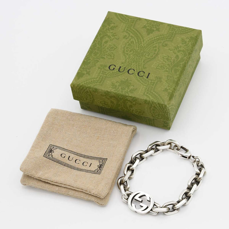 GUCCI グッチ インターロッキングG ブレスレット 17 Ag925 シルバー 約45g アクセサリー 箱有 24s931-2