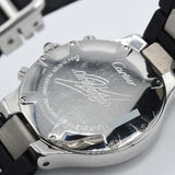 腕時計 稼働 Cartier カルティエ クロノスカフ21 クォーツ クロノグラフ 黒色文字盤 ベルト尾錠社外品 箱保有 H18178