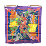 HERMES エルメス カレ90 Etendards et Bonnieres 旗 スカーフ シルク100 パープル マルチカラー 箱 H21082-1