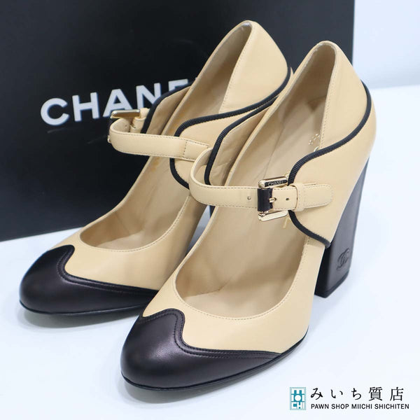 CHANEL シャネル バイカラー ヒール サンダル G26285 36サイズ 約23cm ベージュ×ブラック レディース 箱・保管袋 k455