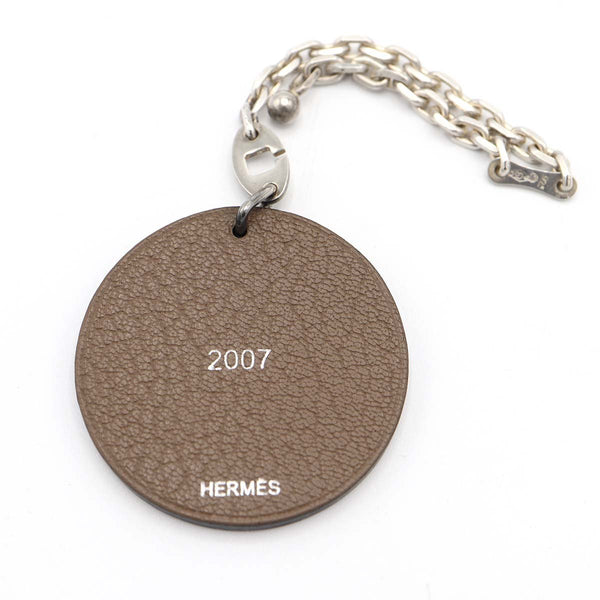 HERMES エルメス イノシシ 猪 アニマル レザー チャーム キーホルダー バックチャーム シルバー925 2007 総重量約11.9g H18948