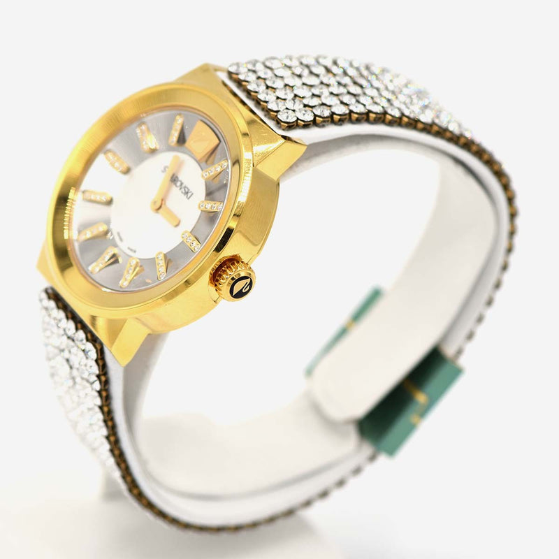 未使用 腕時計 稼働 SWAROVSKI スワロフスキー 1000670 クォーツ シルバー色文字盤 2025.7電池交換済 箱有 H1723