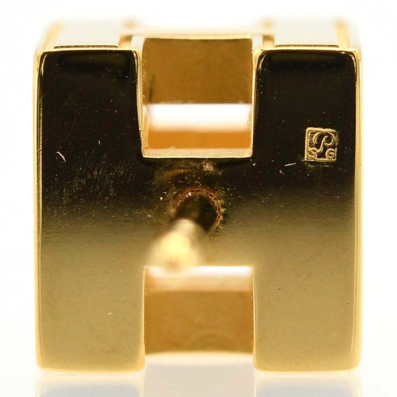 HERMES エルメス ピアス カージュドアッシュ Hキューブ オレンジ/ゴールドカラー アクセサリー レディース 5.8g ok1050
