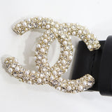 CHANEL シャネル ベルト A20 B 75/30 ココマーク ラインストーン ブラック 服飾小物 レディース 箱袋有 H21341