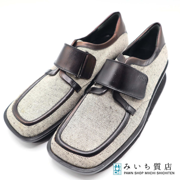 PRADA プラダ スクエアトゥーシューズ グレー系 メンズ 靴 H1454
