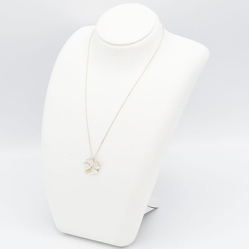 TIFFANY＆Co. ティファニー ネックレス クローバー 四つ葉 925 750 シルバー ゴールド 約4.6g アクセサリー レディース 保管袋有 H7182