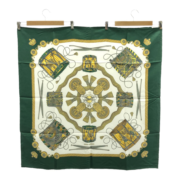 HERMES エルメス カレ90 LES TAMBOURS タンブールの太鼓 シルク100％ グリーン H16333-6