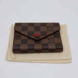 LOUIS VUITTON ルイヴィトン LV 財布 ポルトフォイユ・ヴィクトリーヌ N41659 ダミエ エベヌ 赤 袋あり 23s1257-1