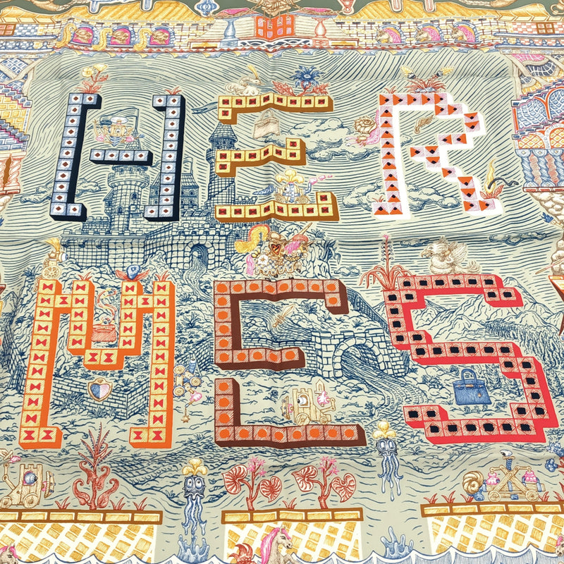 未使用 HERMES エルメス カレ90 Super Silk Quest スーパーシルククエスト シルク100％ グリーン系 服飾小物 H19940
