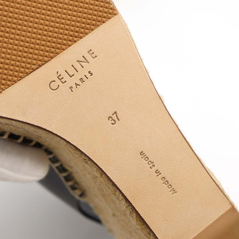 未使用品 CELINE セリーヌ エスパドリーユ ウェッジソール サンダル ブラック レザー サイズ37 24㎝ H18959
