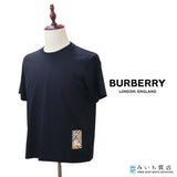 BURBERRY バーバリー Tシャツ 半袖 ノバチェック チェックラベルロゴ ワンポイント クルーネック  Lサイズ ブラック H23293