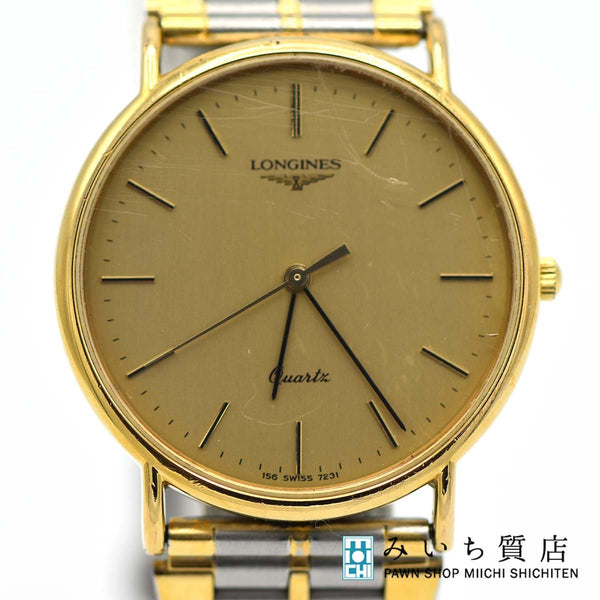 腕時計 稼働 LONGINES ロンジン クォーツ ベルト社外品 SS ゴールド色文字盤 2022.1電池交換済 H327