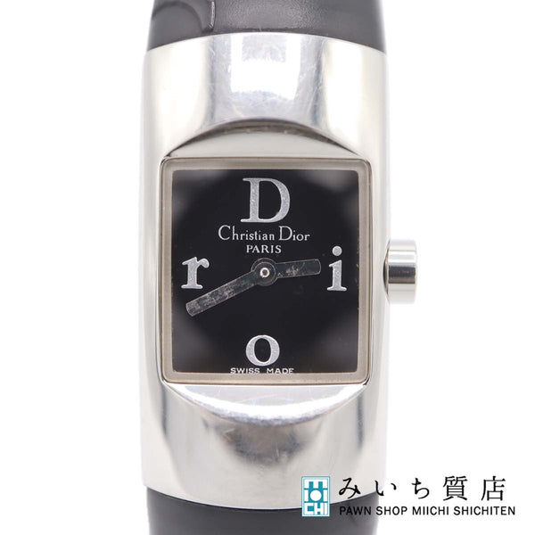 腕時計 稼働 Christian Dior ディオール D102-100 CF8549 クォーツ 黒文字盤 2025.6電池交換済 箱有 M1216