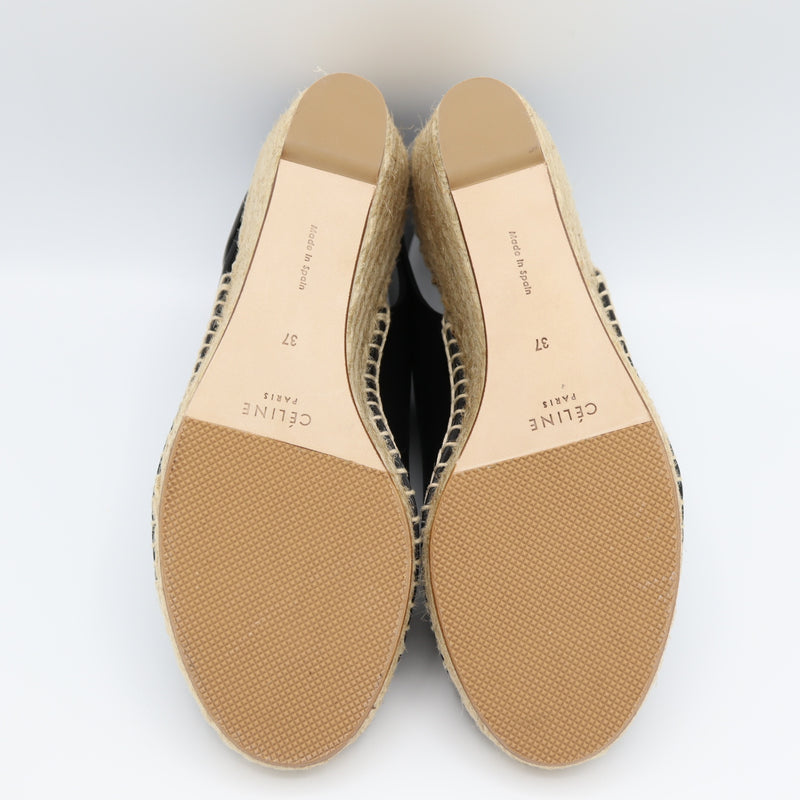 未使用品 CELINE セリーヌ エスパドリーユ ウェッジソール サンダル ブラック レザー サイズ37 24㎝ H18959