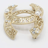 CHANEL シャネル ブローチ カンボン ラインストーン ゴールドカラー フェイクパール アクセサリー 箱有 H18918