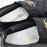 CHANEL シャネル G39180 マトラッセ キルティング スリッポン シューズ 約24cm 37サイズ 靴 ブラック 26k1035-4