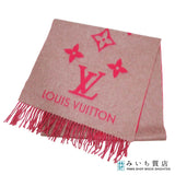 LOUIS VUITTON ルイヴィトン LV マフラー M70814 エシャルプ モノグラム カシミヤ100％ グレー系 ピンク系 H24985