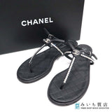 CHANEL シャネル サンダル ココマーク ラインストーン ストラップ サイズ36/23cm ブラック 箱 H23399