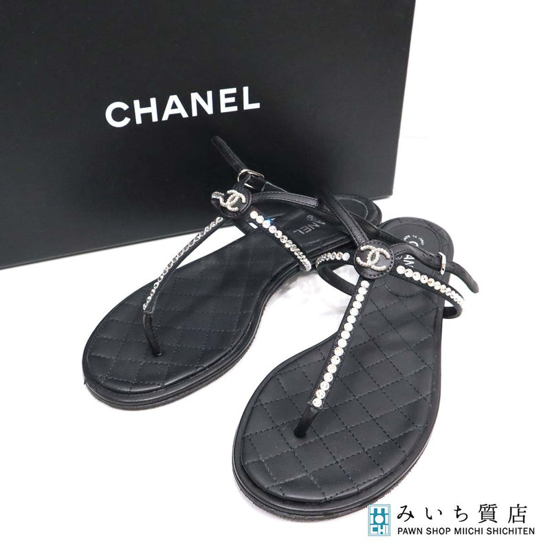 CHANEL シャネル サンダル ココマーク ラインストーン ストラップ CHANEL サンダル ブラック ラインストーン ココマーク
