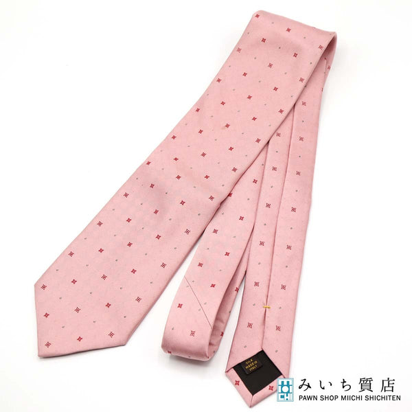 LOUIS VUITTON ルイヴィトン LV ネクタイ 総柄 ピンク シルク100 服飾小物 メンズ H18653
