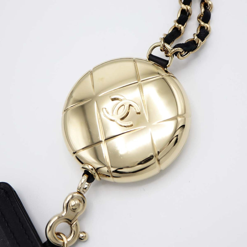 CHANEL シャネル カードケース パスケース マトラッセ ネックストラップ ブラック系 箱有 M3757