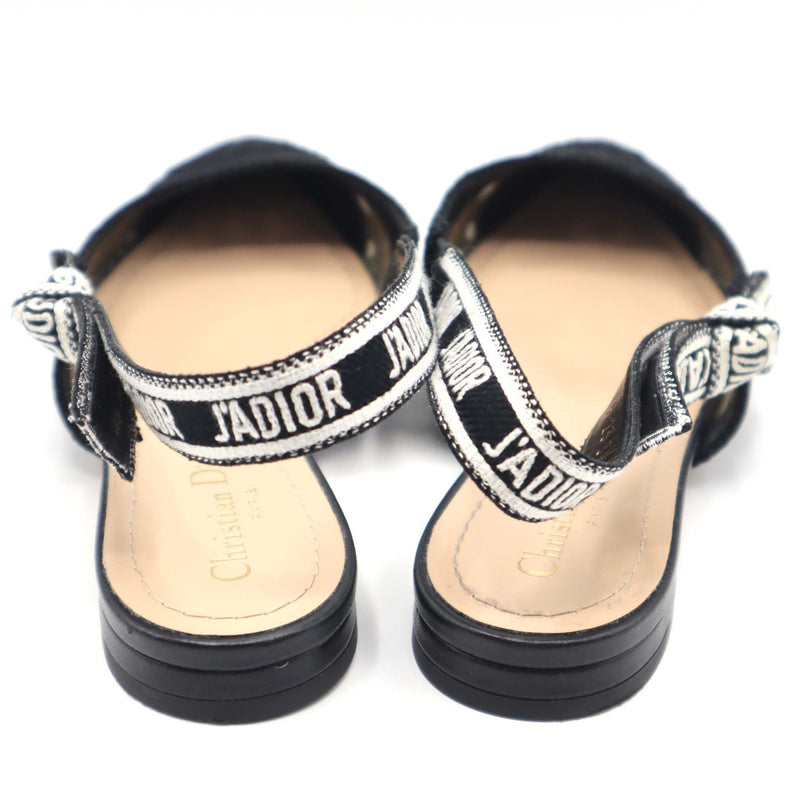 Christian Dior ディオール サンダル J'A DIOR スリングバックフラット 38 1/2 ブラック レース パンプス H15994