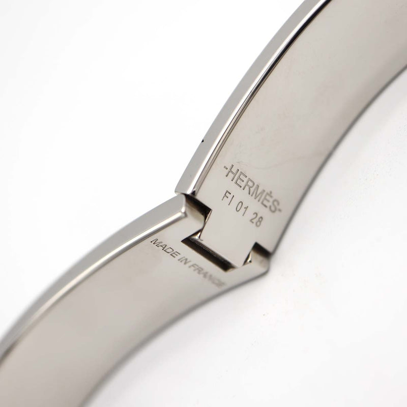 HERMES エルメス クリックH GM Hロゴ バングル ブレスレット シルバーカラー×ブラック アクセサリー 22k23-1