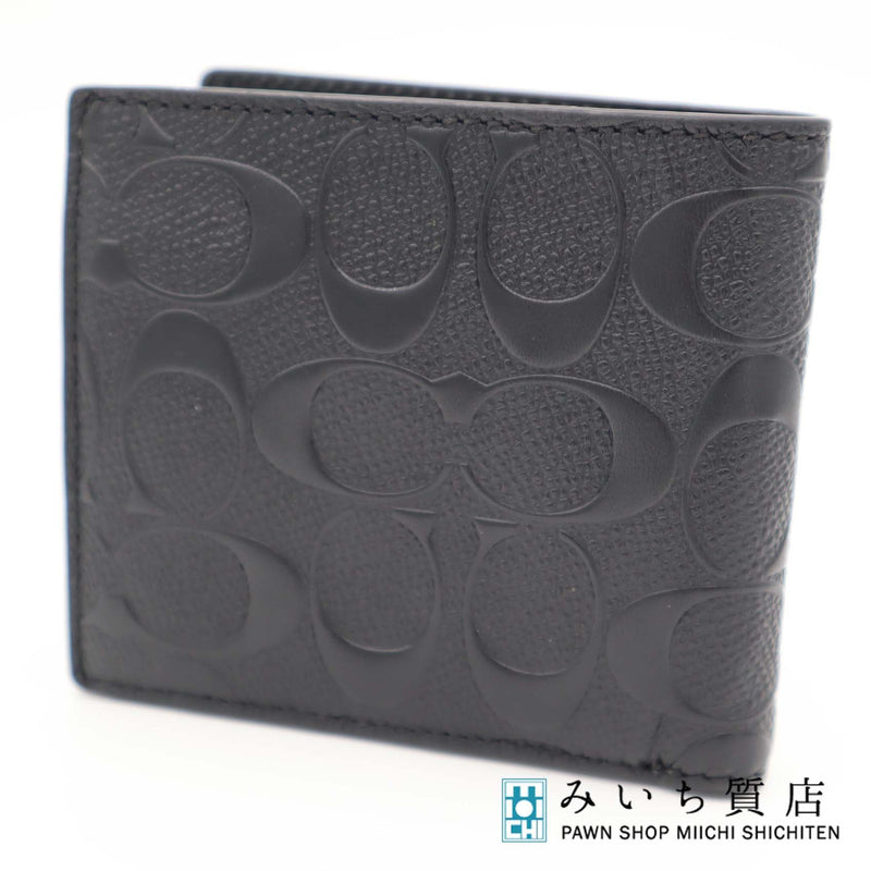 COACH コーチ 財布 F75363 ブラック シグネチャー 二つ折り財布 19s-1230-1