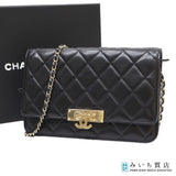 CHANEL シャネル マトラッセ ココロック チェーンウォレット ショルダー ラムスキン 22番代 鞄 ブラック 箱・袋・ギャラ 26k894-9