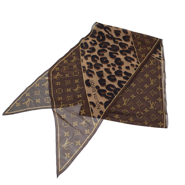 LOUIS VUITTON LV ルイヴィトン スカーフ M72123 レオパード エシャルプ モノグラム シルク100％ 服飾小物 箱有 H6812