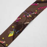 HERMES エルメス ツイリー Ex-Libris Les Parisiennes エクリブリス パリジェンヌ マロン×ローズヴィフ×ジョーヌヴィフ シルク100 eco224