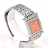 稼働 腕時計 HERMES エルメス Hウォッチ HH1.210 クォーツ オレンジ色文字盤 2025.11電池交換済 H20584