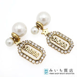 Christian Dior ディオール ピアス JADIORロゴ ラインストーン フェイクパール ゴールドカラー レディース 15.8g H20799