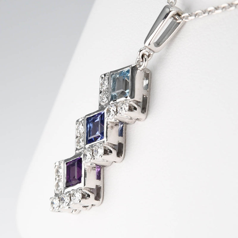 仕上済 MIKIMOTO ミキモト ネックレス トルマリン 0.97ct pt900 WGK14 D0.35 約5.8g ジュエリー 24k156-5