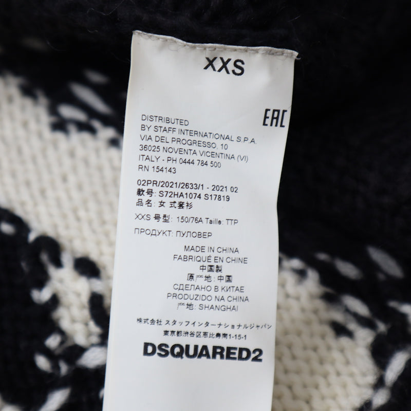 DSQUARED2 ディースクエアード ニットベスト S72HA1074 XXS ブラック ホワイト レディース H17377